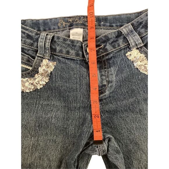Total Girl Sequin Jeans Peace Sign Hippie Embellished - Picture 7 of 9
